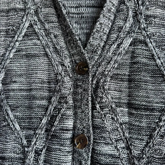 Gray Cable Knit Button-Up Cardigan Longline, Cozy & Stylish, Size 2X - Picture 4 of 8